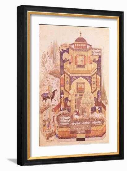 Khusrau in Front of the Palace of Shirin, from "Khusrau and Shirin" by Elyas Nezami 1504-null-Framed Giclee Print