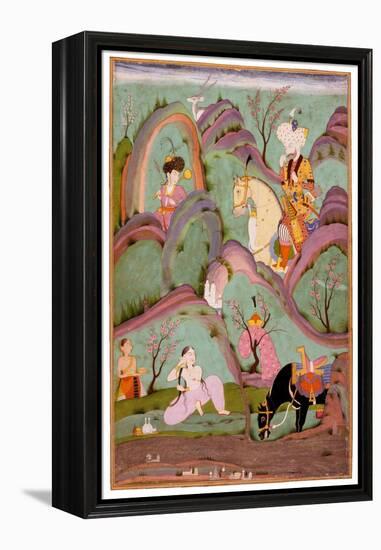 Khusraw Beholding Shirin Bathing. (Miniature From the Cycle of Eight Poetic Subjects)-null-Framed Premier Image Canvas