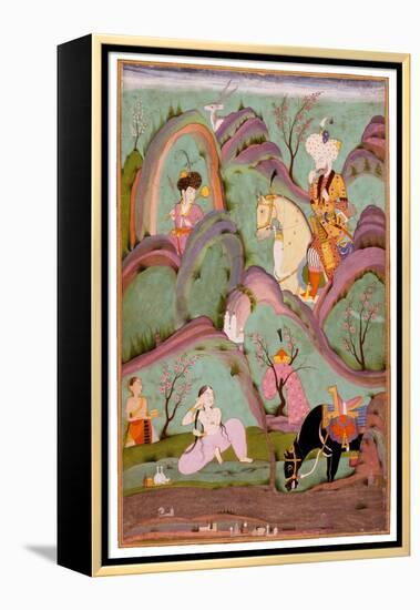 Khusraw Beholding Shirin Bathing. (Miniature From the Cycle of Eight Poetic Subjects)-null-Framed Premier Image Canvas