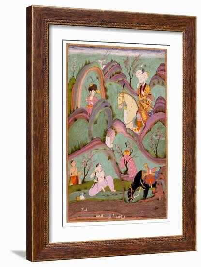 Khusraw Beholding Shirin Bathing. (Miniature From the Cycle of Eight Poetic Subjects)-null-Framed Giclee Print