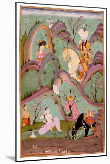 Khusraw Beholding Shirin Bathing. (Miniature From the Cycle of Eight Poetic Subjects)-null-Mounted Giclee Print