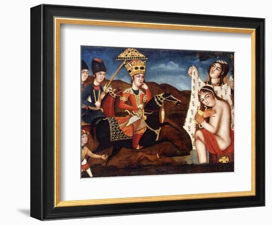 Khusraw Discovering Shirin Bathing, C. 1840-null-Framed Giclee Print