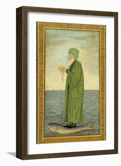 Khwaja Khizr Khan Riding on the Back of a Fish, India-null-Framed Giclee Print