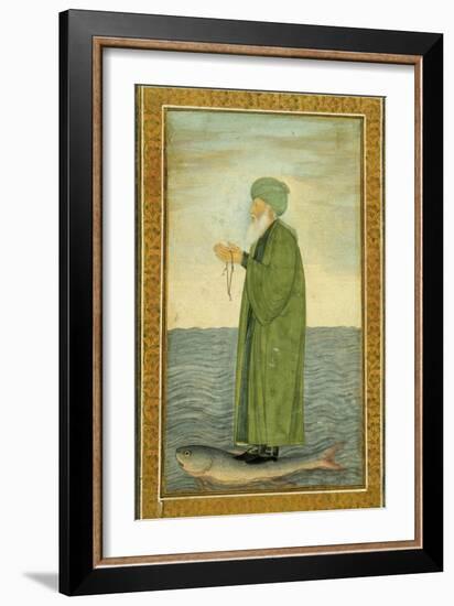 Khwaja Khizr Khan Riding on the Back of a Fish, India-null-Framed Giclee Print