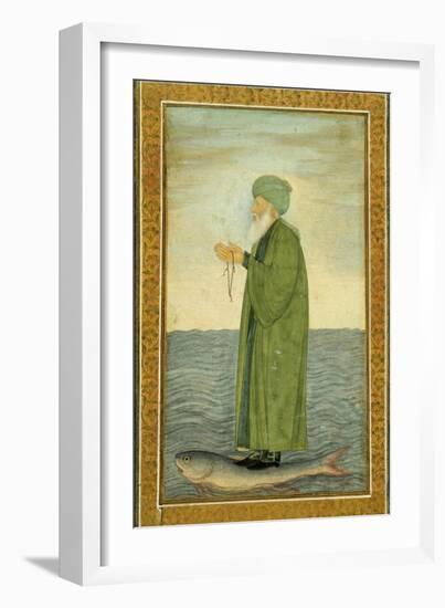 Khwaja Khizr Khan Riding on the Back of a Fish, India-null-Framed Giclee Print