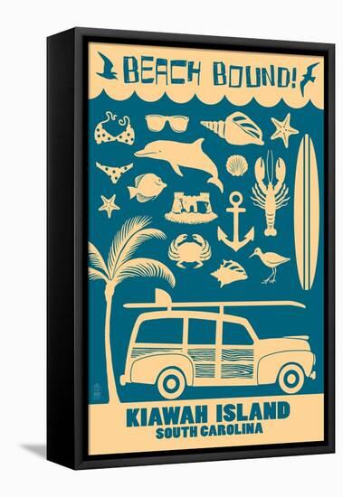 Kiawah Island, South Carolina (#3) - Coastal Icons-Lantern Press-Framed Stretched Canvas
