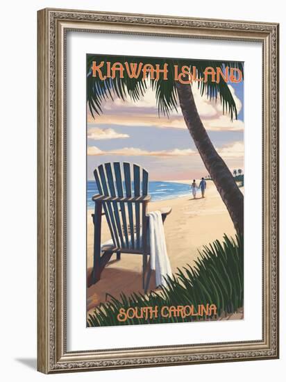 Kiawah Island, South Carolina - Adirondack and Palms-Lantern Press-Framed Art Print