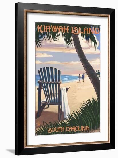 Kiawah Island, South Carolina - Adirondack and Palms-Lantern Press-Framed Art Print