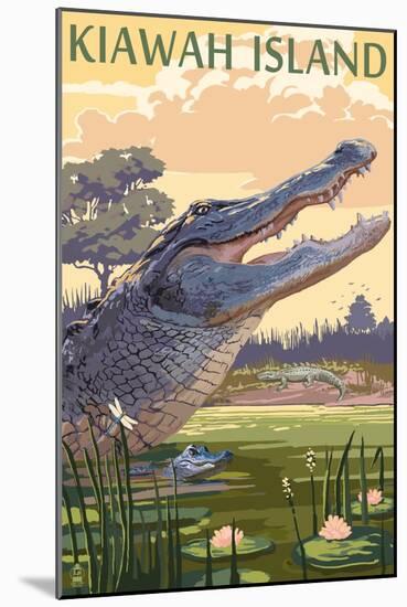 Kiawah Island, South Carolina - Alligator and Baby-Lantern Press-Mounted Art Print