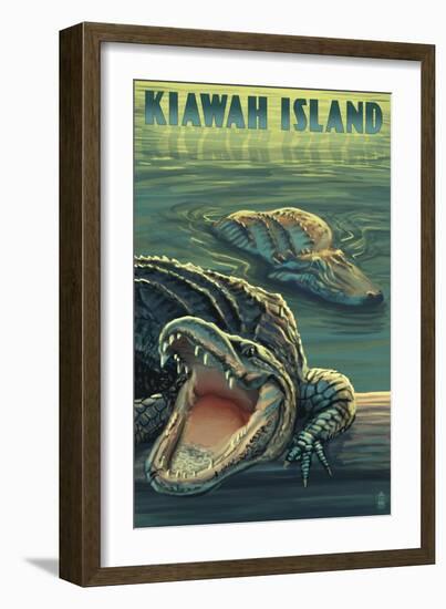 Kiawah Island, South Carolina - Alligator Scene-Lantern Press-Framed Art Print