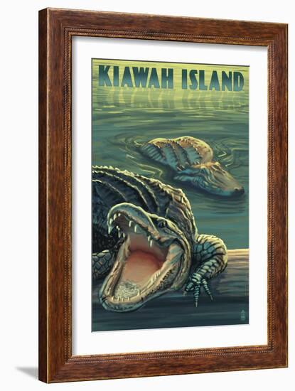Kiawah Island, South Carolina - Alligator Scene-Lantern Press-Framed Art Print