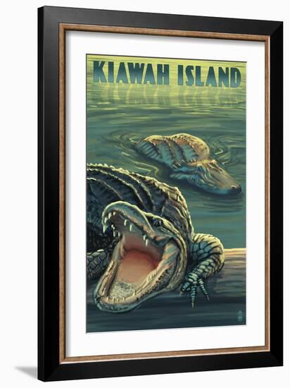 Kiawah Island, South Carolina - Alligator Scene-Lantern Press-Framed Art Print