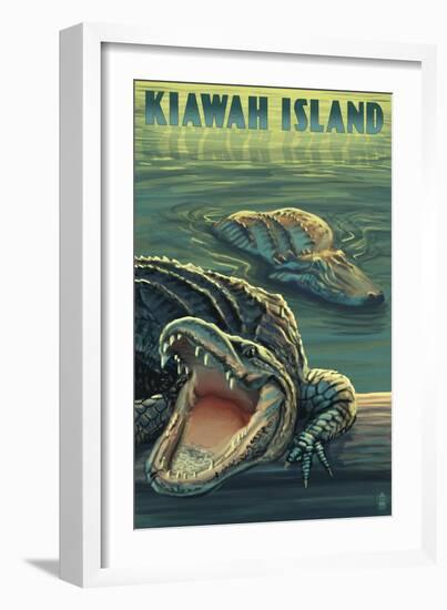 Kiawah Island, South Carolina - Alligator Scene-Lantern Press-Framed Art Print