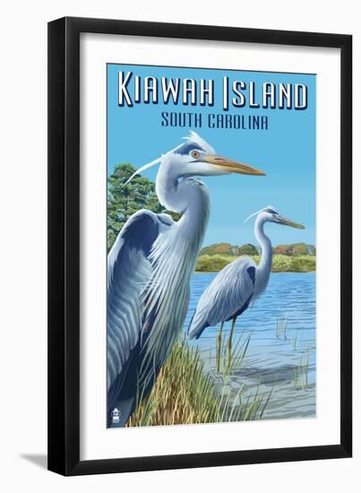 Kiawah Island, South Carolina - Blue Herons-Lantern Press-Framed Art Print