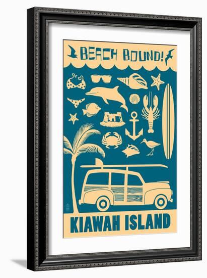 Kiawah Island, South Carolina - Coastal Icons-Lantern Press-Framed Art Print