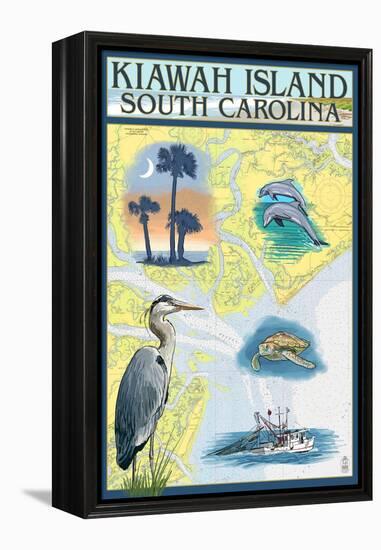 Kiawah Island, South Carolina - Nautical Chart-Lantern Press-Framed Stretched Canvas