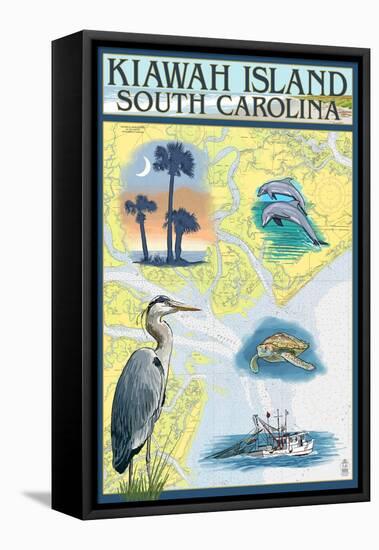 Kiawah Island, South Carolina - Nautical Chart-Lantern Press-Framed Stretched Canvas