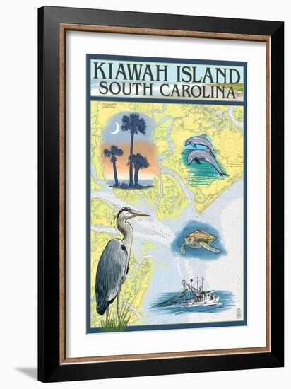 Kiawah Island, South Carolina - Nautical Chart-Lantern Press-Framed Art Print