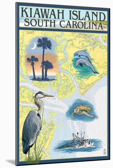 Kiawah Island, South Carolina - Nautical Chart-Lantern Press-Mounted Art Print