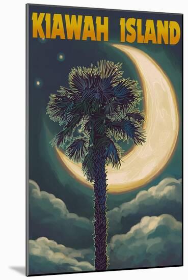Kiawah Island, South Carolina - Palmetto Moon and Palms-Lantern Press-Mounted Art Print