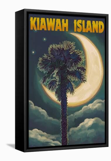 Kiawah Island, South Carolina - Palmetto Moon and Palms-Lantern Press-Framed Stretched Canvas