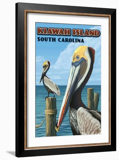 Kiawah Island, South Carolina - Pelicans-Lantern Press-Framed Art Print