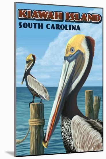 Kiawah Island, South Carolina - Pelicans-Lantern Press-Mounted Art Print