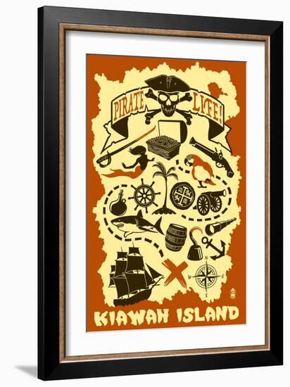 Kiawah Island, South Carolina - Pirate Icons-Lantern Press-Framed Art Print