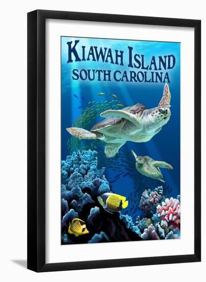 Kiawah Island, South Carolina - Sea Turtles Swimming-Lantern Press-Framed Art Print