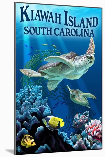 Kiawah Island, South Carolina - Sea Turtles Swimming-Lantern Press-Mounted Art Print