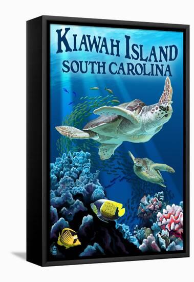 Kiawah Island, South Carolina - Sea Turtles Swimming-Lantern Press-Framed Stretched Canvas