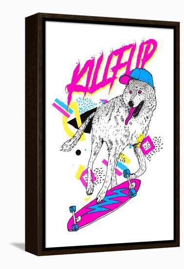 Kickflip Wolf-Robert Farkas-Framed Stretched Canvas