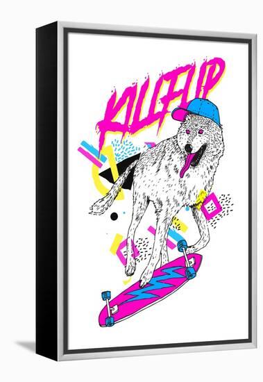 Kickflip Wolf-Robert Farkas-Framed Stretched Canvas