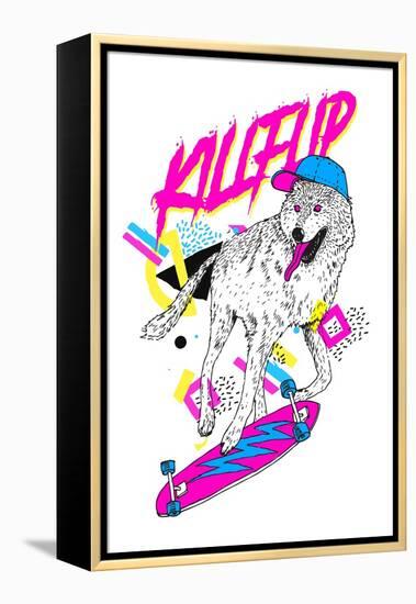 Kickflip Wolf-Robert Farkas-Framed Stretched Canvas