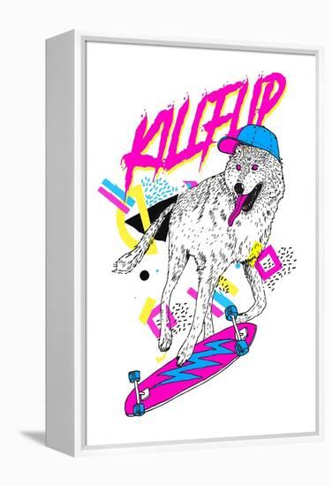 Kickflip Wolf-Robert Farkas-Framed Stretched Canvas