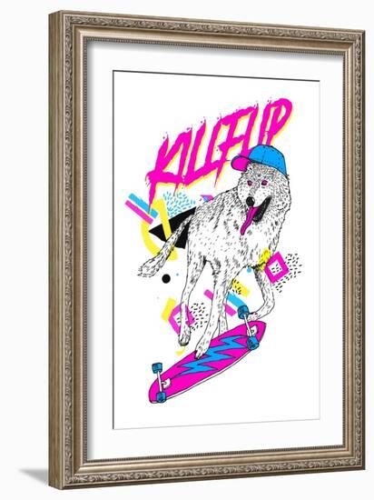 Kickflip Wolf-Robert Farkas-Framed Art Print