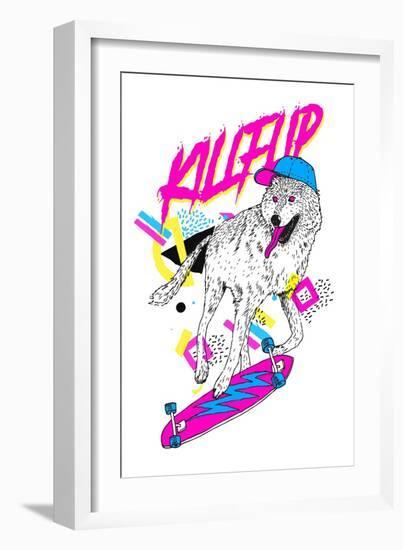 Kickflip Wolf-Robert Farkas-Framed Art Print