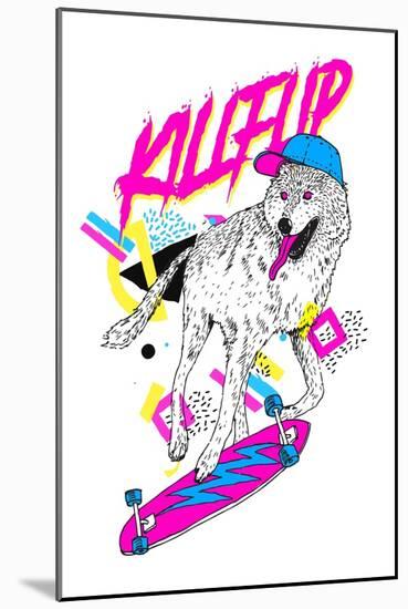 Kickflip Wolf-Robert Farkas-Mounted Art Print