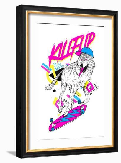 Kickflip Wolf-Robert Farkas-Framed Art Print