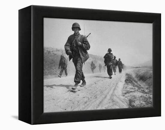 Kicking Up Dust, a Withdrawing Unit Heads South-Joe Scherschel-Framed Premier Image Canvas