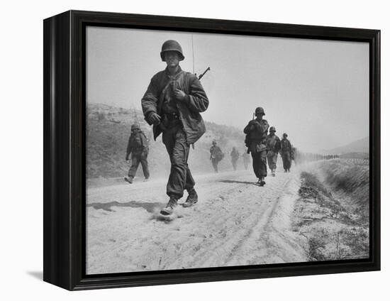 Kicking Up Dust, a Withdrawing Unit Heads South-Joe Scherschel-Framed Premier Image Canvas