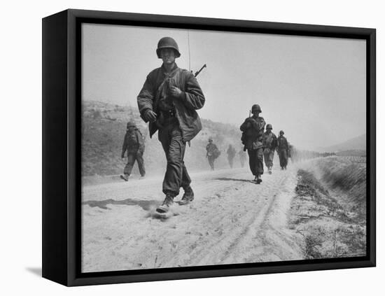 Kicking Up Dust, a Withdrawing Unit Heads South-Joe Scherschel-Framed Premier Image Canvas