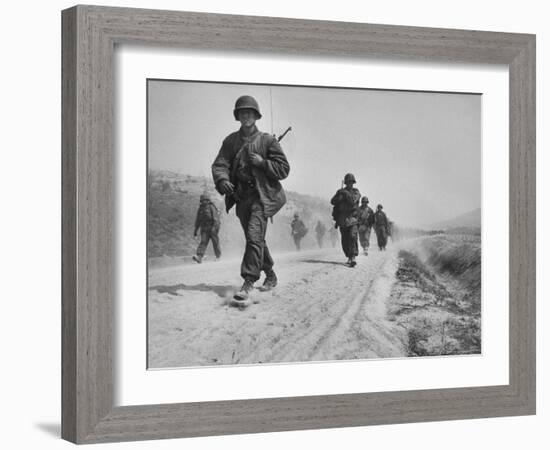 Kicking Up Dust, a Withdrawing Unit Heads South-Joe Scherschel-Framed Photographic Print