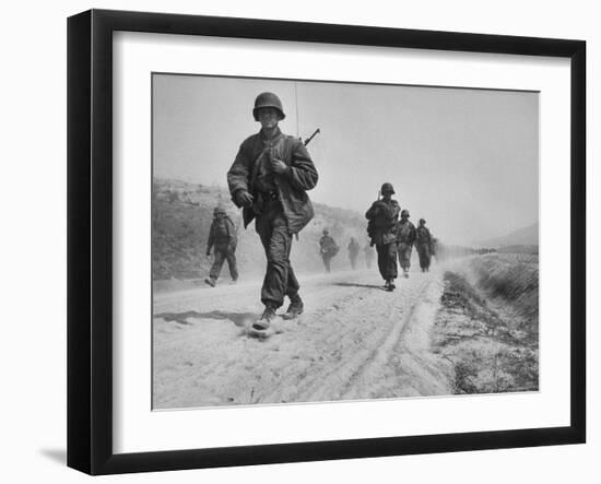 Kicking Up Dust, a Withdrawing Unit Heads South-Joe Scherschel-Framed Photographic Print