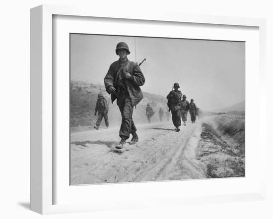 Kicking Up Dust, a Withdrawing Unit Heads South-Joe Scherschel-Framed Photographic Print