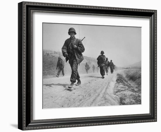 Kicking Up Dust, a Withdrawing Unit Heads South-Joe Scherschel-Framed Photographic Print