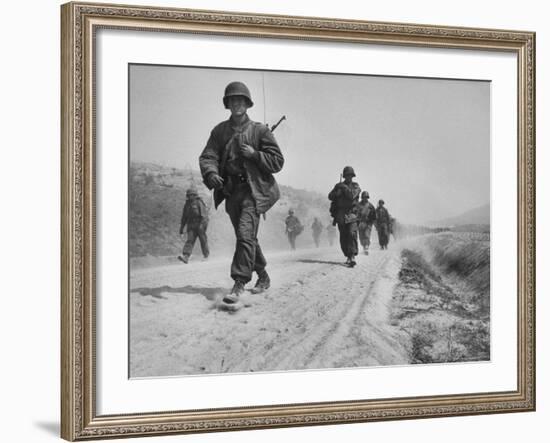 Kicking Up Dust, a Withdrawing Unit Heads South-Joe Scherschel-Framed Photographic Print