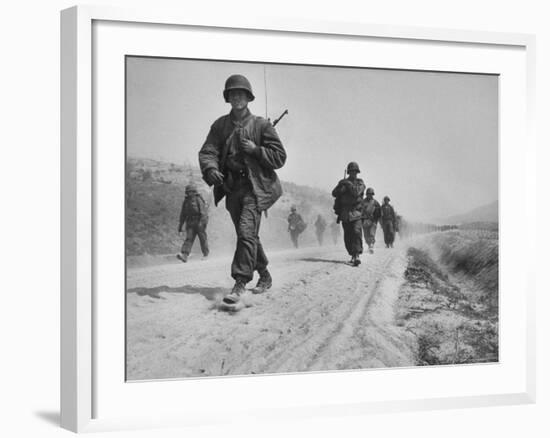 Kicking Up Dust, a Withdrawing Unit Heads South-Joe Scherschel-Framed Photographic Print