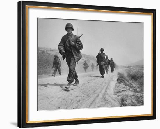 Kicking Up Dust, a Withdrawing Unit Heads South-Joe Scherschel-Framed Photographic Print