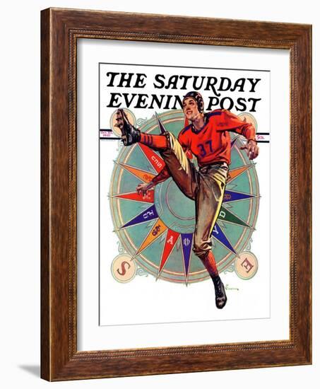 "Kickoff," Saturday Evening Post Cover, October 23, 1937-Elbert Mcgran Jackson-Framed Giclee Print